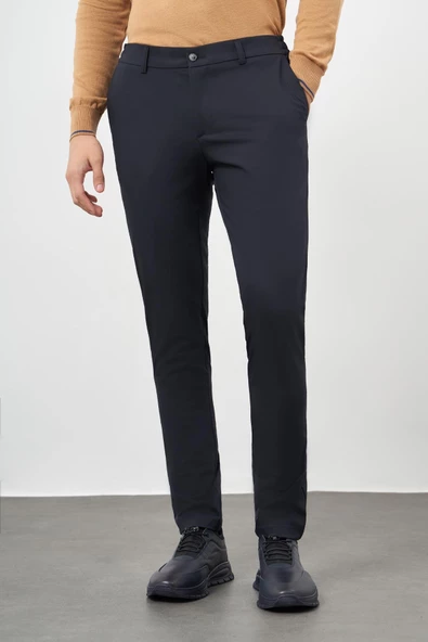 Koyu Lacivert Esnek Yandan Cepli Casual Slim Fit Jogger Pantolon 1003245159