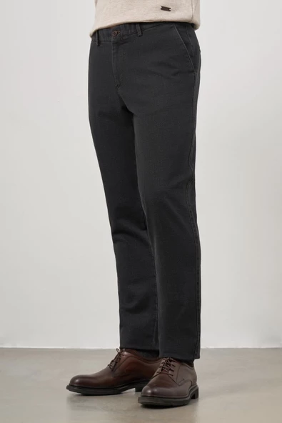 Koyu Antrasit Pamuklu Yandan Cepli Casual Comfort Fit Chino Pantolon 1003245155 - Resim 5