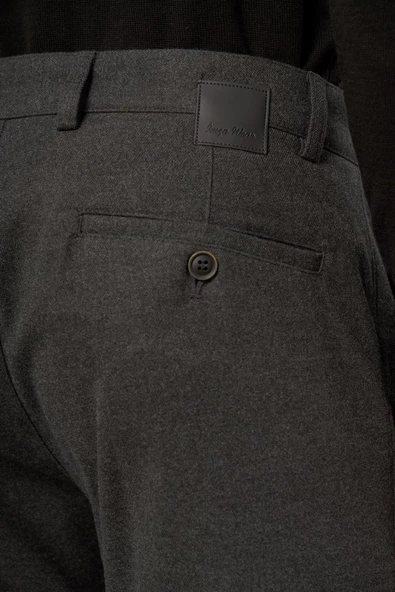 Koyu Antrasit Esnek Yandan Cepli Casual Slim Fit Chino Pantolon 1003245108 - Resim 7