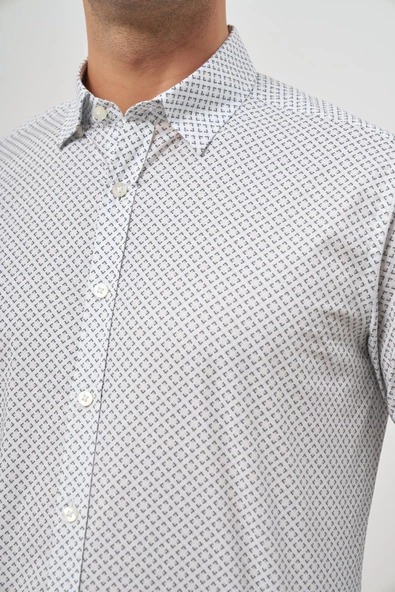 Beyaz Uzun Kol Perfectto Alttan Biritli Yaka Cepsiz Pamuklu Classic Slim Fit Gömlek 1004240259 - Resim 6