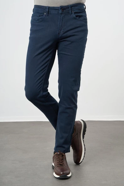 Koyu Lacivert Pamuklu 5 Cep Casual Slim Fit 5 Cep Pantolon 1003245318 - 2