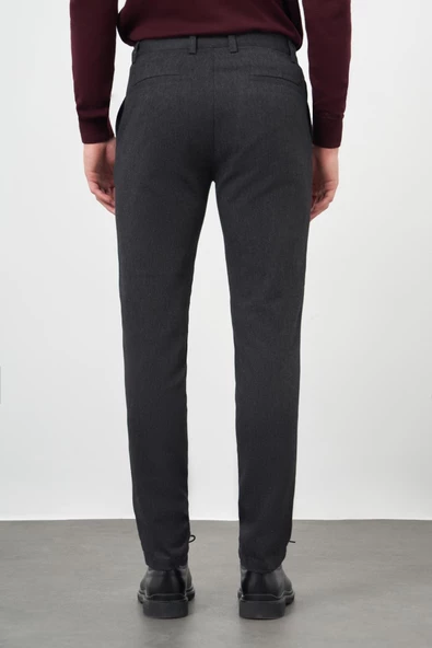 Siyah Pamuklu Yandan Cepli Casual Slim Fit Chino Pantolon 1003245162 - Resim 5