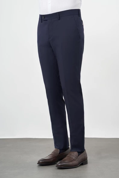 Lacivert Esnek Yandan Cepli Slim Fit Classic Pantolon 1003245313 - Resim 3