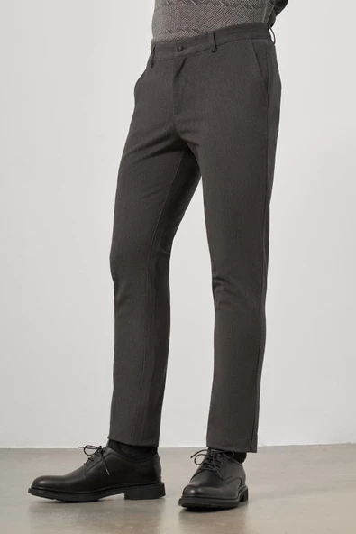 Koyu Antrasit Pamuklu Yandan Cepli Casual Slim Fit Chino Pantolon 1003245102 - 3