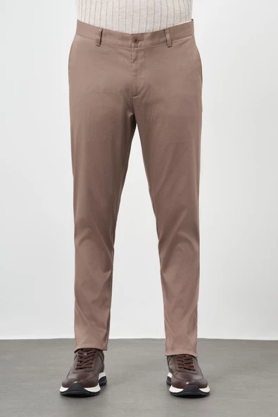 Bej Düz Armürlü Pamuklu Yan Cep Comfort Fit Casual Pantolon 1003245164 - Resim 2