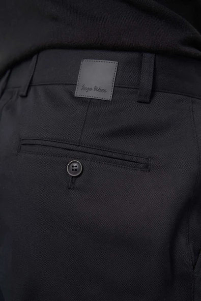 Siyah Düz Armürlü Pamuklu Yan Cep Comfort Fit Casual Pantolon 1003245164 - 4