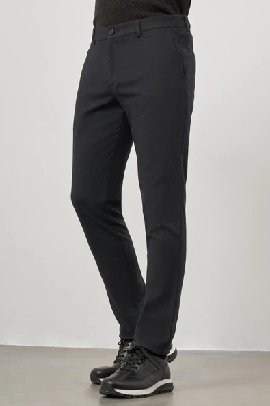 Koyu Lacivert Esnek Yandan Cepli Casual Slim Fit Chino Pantolon 1003245108 - 4