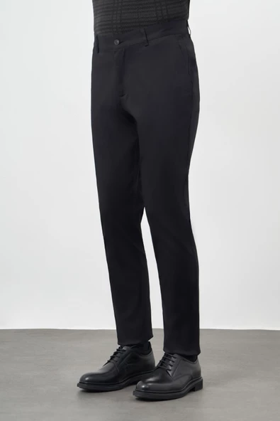 Siyah Düz Armürlü Pamuklu Yan Cep Comfort Fit Casual Pantolon 1003245164 - 3
