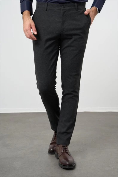 Siyah Esnek Yandan Cepli Casual Slim Fit Chino Pantolon 1003245108 - Resim 5