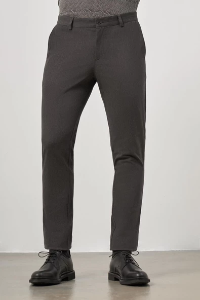 Koyu Antrasit Pamuklu Yandan Cepli Casual Slim Fit Chino Pantolon 1003245102 - 4