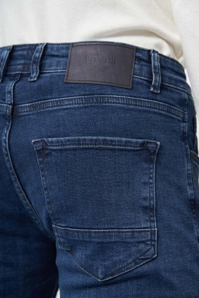 Lacivert Düz Gabardin Pamuklu 5 Cep Slim Fit Casual Denim Pantolon 1023245155 - 5