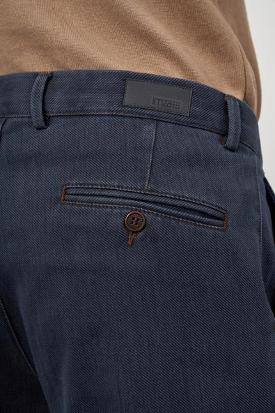 Koyu Lacivert Pamuklu Yandan Cepli Casual Comfort Fit Chino Pantolon 1003245153 - Resim 7