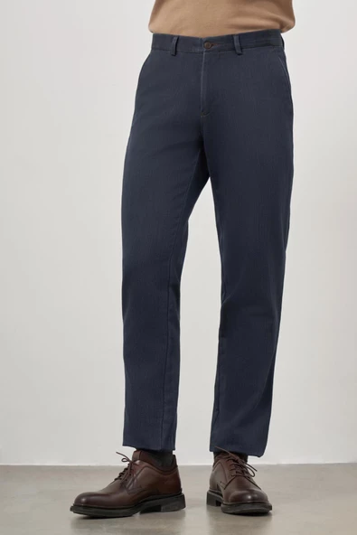 Koyu Lacivert Pamuklu Yandan Cepli Casual Comfort Fit Chino Pantolon 1003245153 ürün görseli