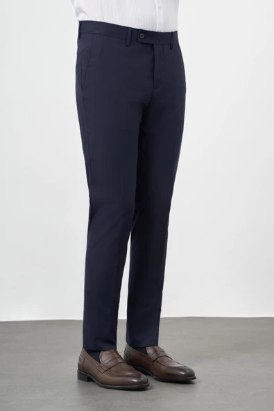 Lacivert Esnek Yandan Cepli Slim Fit Classic Pantolon 1003245313