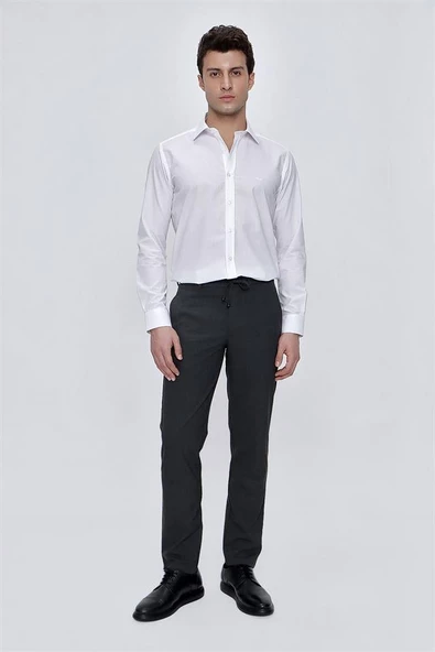 Füme Gabardin Yan Cepli Slim Fit Dar Kesim Casual Pantolon 1003225177 - Resim 2