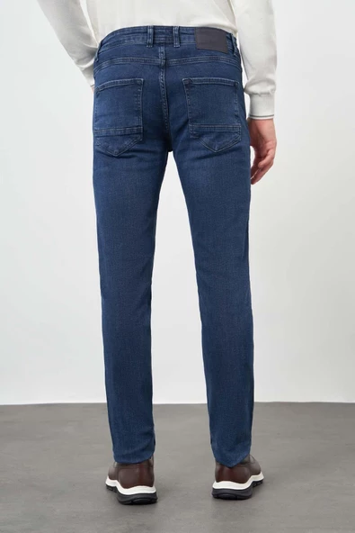 Lacivert Düz Gabardin Pamuklu 5 Cep Slim Fit Casual Denim Pantolon 1023245155 - 6