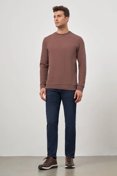 Toprak Örme Bisiklet Yaka Pamuklu Casual Slim Fit Dar Kesim Sweatshirt 1013245150 - Resim 2