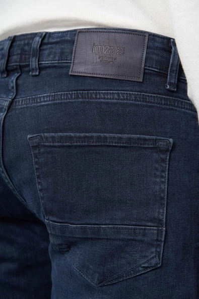 Koyu Lacivert Düz Gabardin Pamuklu 5 Cep Slim Fit Casual Denim Pantolon 1023245155 - 5