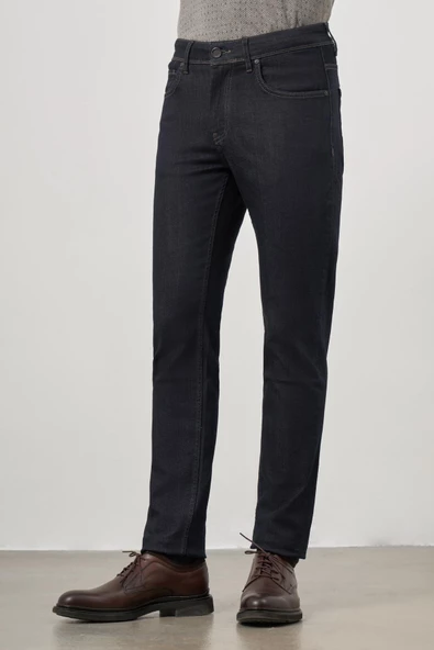 Koyu Lacivert Düz Gabardin Slim Fit Casual Denim Pantolon 1023245152 - Resim 6