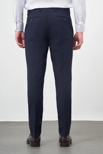 Lacivert Esnek Yandan Cepli Slim Fit Classic Pantolon 1003245313 - Resim 5