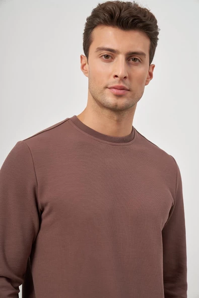 Toprak Örme Bisiklet Yaka Pamuklu Casual Slim Fit Dar Kesim Sweatshirt 1013245150 - Resim 5