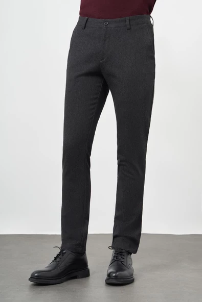 Siyah Pamuklu Yandan Cepli Casual Slim Fit Chino Pantolon 1003245162 - Resim 2