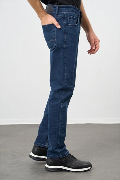 Lacivert Gabardin %100 Pamuk 5 Cep Comfort Fit Rahat Kesim Casual Denim Pantolon 1023235164 - 4