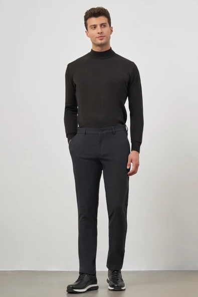Koyu Lacivert Esnek Yandan Cepli Casual Slim Fit Chino Pantolon 1003245108 - 2