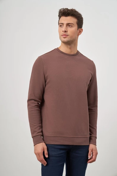Toprak Örme Bisiklet Yaka Pamuklu Casual Slim Fit Dar Kesim Sweatshirt 1013245150 - Resim 4