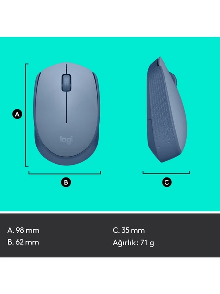 Logitech M171 910-006866 Mavi-Gri Optik Kablosuz Mouse - 6