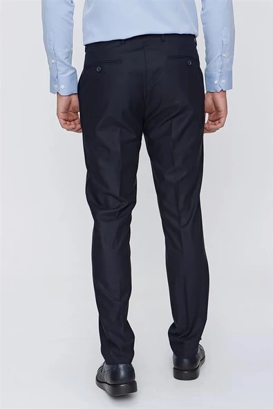 Lacivert Gabardin Yan Cepli Slim Fit Dar Kesim Basic Pantolon 1003220013 - Resim 5