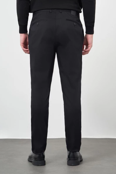 Siyah Düz Armürlü Pamuklu Yan Cep Comfort Fit Casual Pantolon 1003245164 - 5