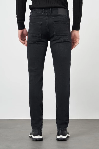 Siyah Düz Gabardin Pamuklu 5 Cep Slim Fit Casual Denim Pantolon 1023245155 - Resim 5