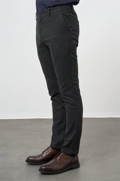 Siyah Esnek Yandan Cepli Casual Slim Fit Chino Pantolon 1003245108 - Resim 3
