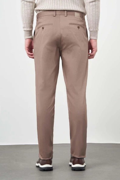 Bej Düz Armürlü Pamuklu Yan Cep Comfort Fit Casual Pantolon 1003245164 - Resim 5