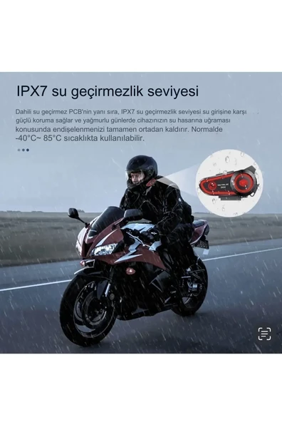 RGB Modlu Bluetooth Motosiklet Kulaklık 5.2 Bluetooth Interkom  Kask Kulaklik - 8