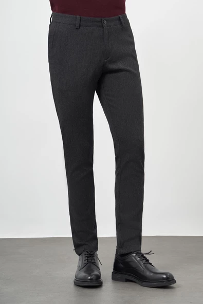 Siyah Pamuklu Yandan Cepli Casual Slim Fit Chino Pantolon 1003245162 - Resim 3