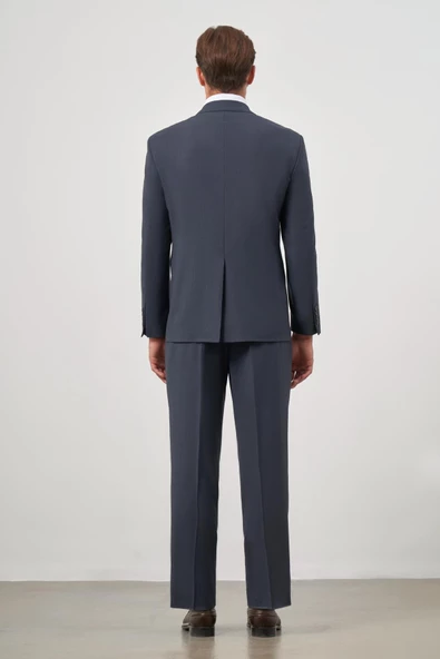 Koyu Lacivert Kendinden Mono Yaka 2 Düğme 4 Drop Comfort Fit Classic Takım Elbise 1001240190 - 6