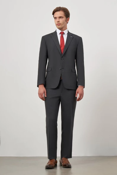 Siyah Kendinden Mono Yaka 2 Düğme 4 Drop Comfort Fit Classic Takım Elbise 1001240190 - 5