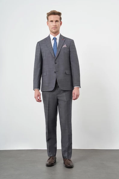 Koyu Antrasit Düz Mono Yaka 4 Drop Comfort Fit Classic Takım Elbise 1001245163 - 2