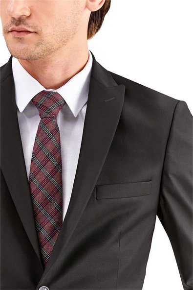 Siyah Gabardin Kırlangıç Yaka Astarlı 6 Drop Slim Fit Dar Kesim Takım Elbise 1001225011 - 3