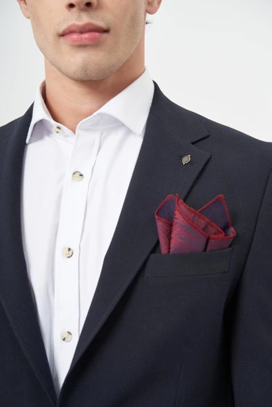 Koyu Lacivert Örme Mono Yaka Yarım Astar Esnek 6 Drop Slim Fit Classic Takım Elbise 1001245174 - Resim 4