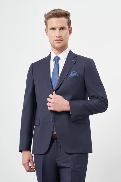 Lacivert Düz Mono Yaka 6 Drop Comfort Fit Classic Takım Elbise 1001245171