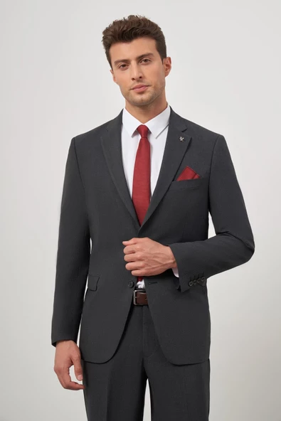 Siyah Kendinden Mono Yaka 2 Düğme 6 Drop Comfort Fit Classic Takım Elbise 1001240189 - 4