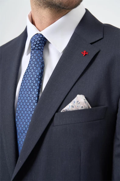 Koyu Lacivert Mono Yaka 4 Drop Comfort Fit Classic Takım Elbise 1001245168 - Resim 3