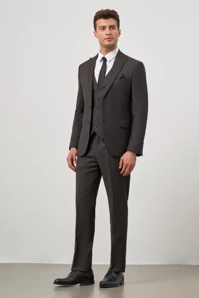 Siyah Kılıç Yaka Yelekli 6 Drop Slim Fit Classic Takım Elbise 1001245156 - 2