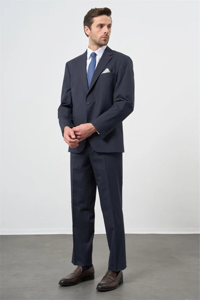 Koyu Lacivert Mono Yaka 4 Drop Comfort Fit Classic Takım Elbise 1001245168 - Resim 5
