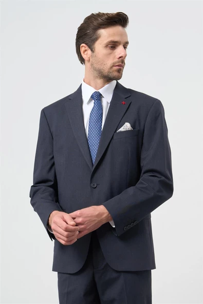 Koyu Lacivert Mono Yaka 4 Drop Comfort Fit Classic Takım Elbise 1001245168