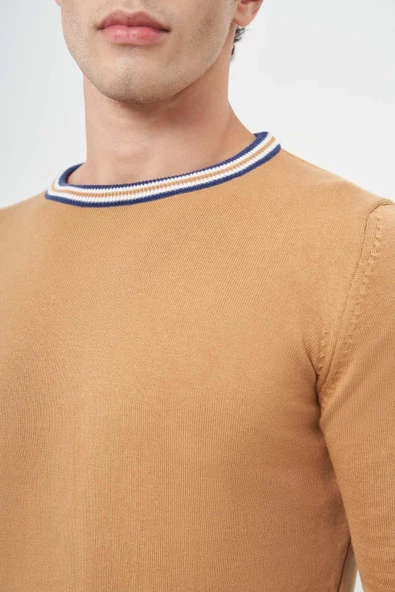 Camel Uzun Kol Düz Örme Bisiklet Yaka Classic Slim Fit Triko 1012245108 - 4