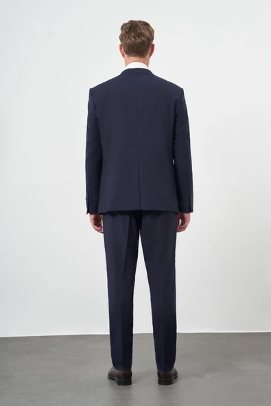 Lacivert Bez Ayağı Kılıç Yaka Tam Astar Esnek 6 Drop Slim Fit Takım Elbise 1001245310 - 5